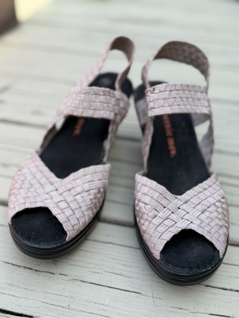 bernie mev. Woven Slingback Sandals in Blush